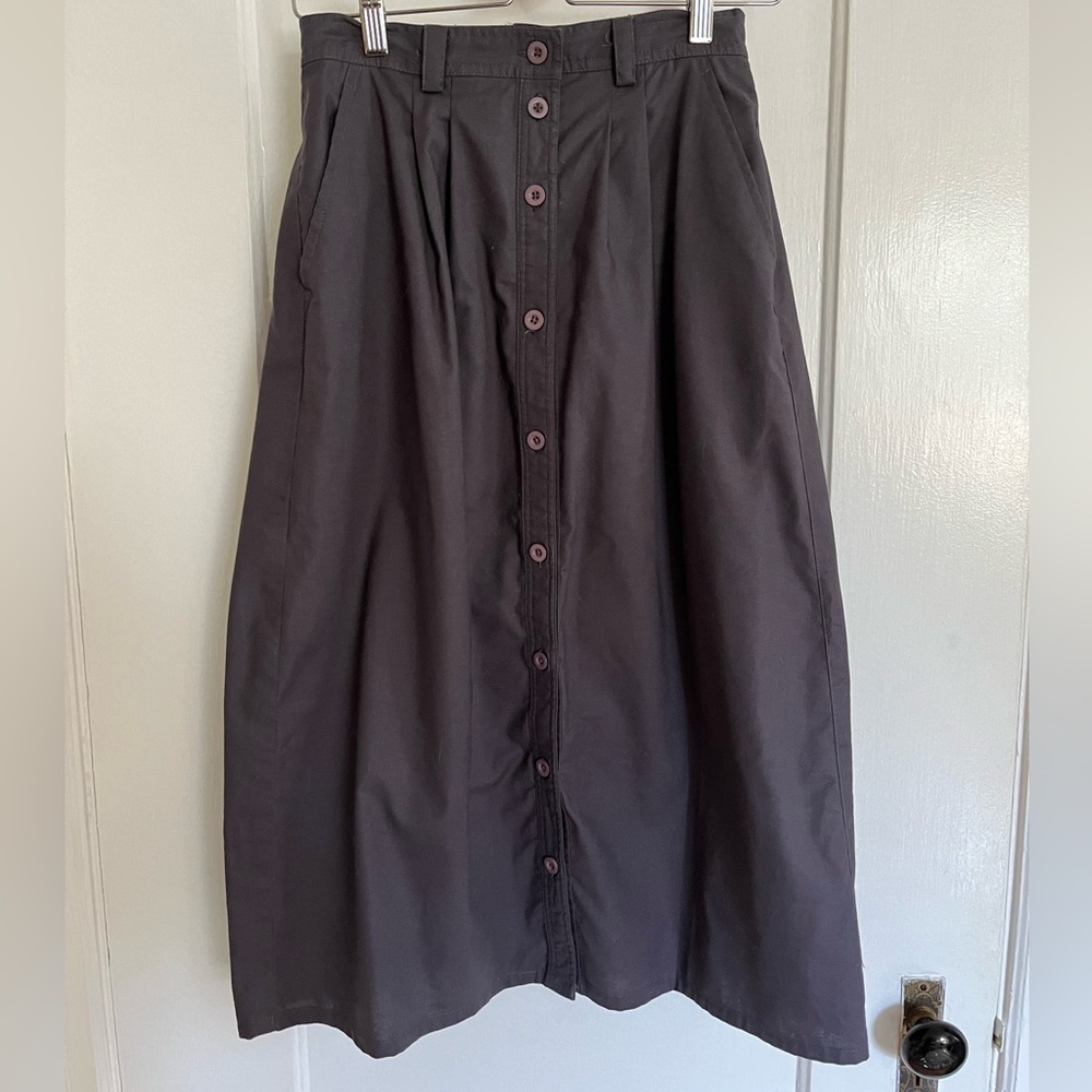 Dove grey button front a-line midi skirt XS-S